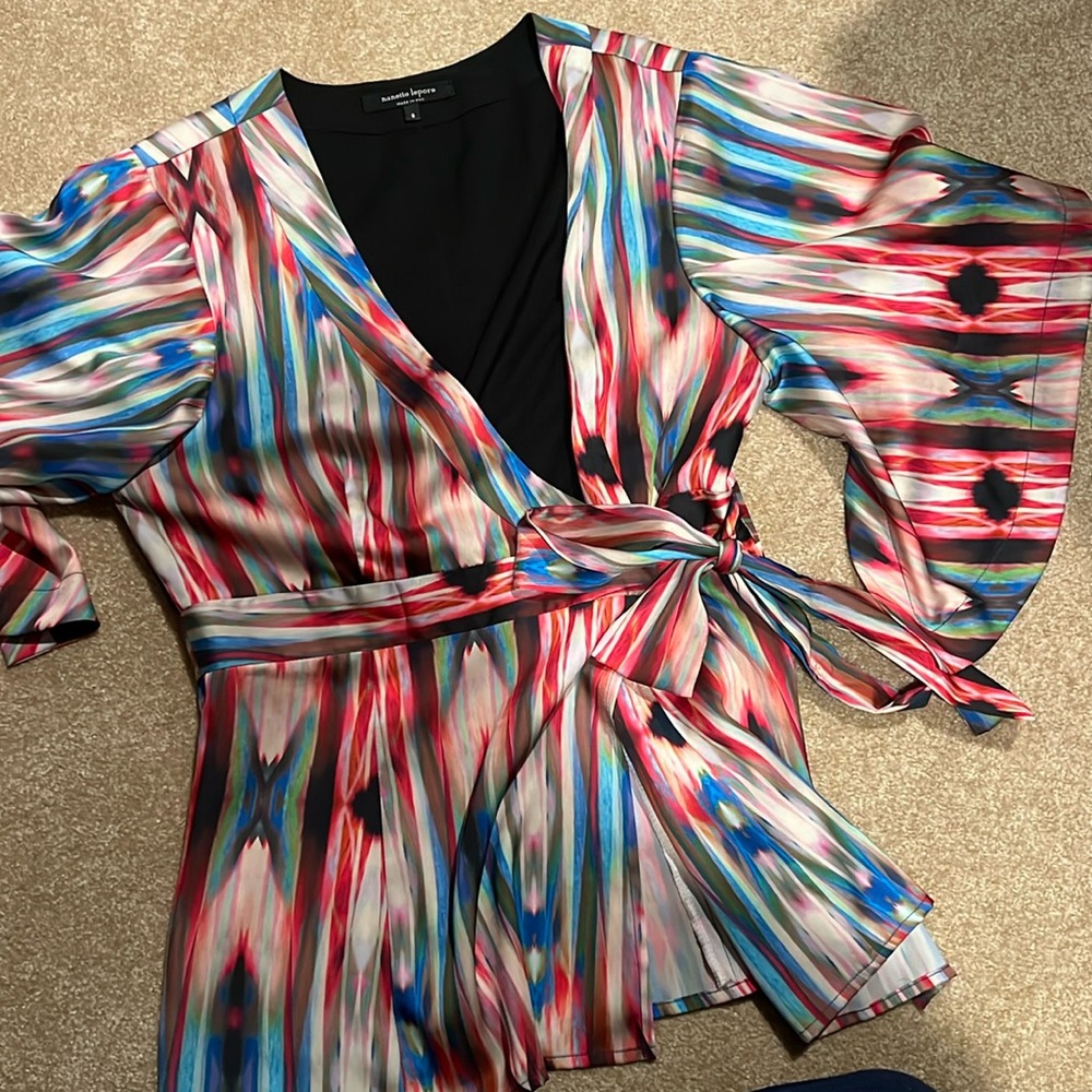 Wrap blouse with tie on the side